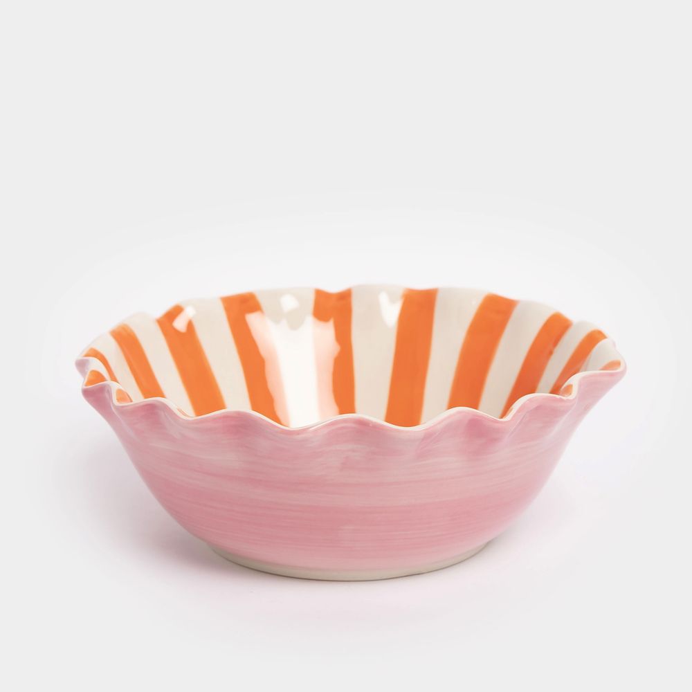 Layered Hearts Frilly Bowl Coral