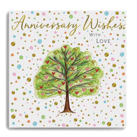 Anniversary Wishes Tree With Love Greetings Card