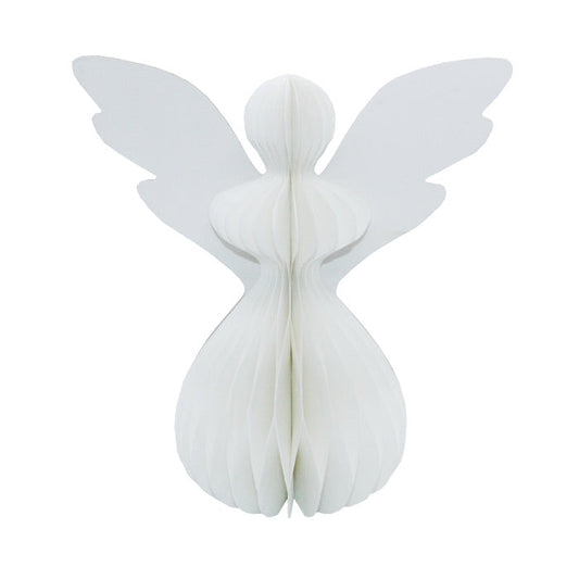 White Honeycomb Paper Standing Angel Decoration 20cm