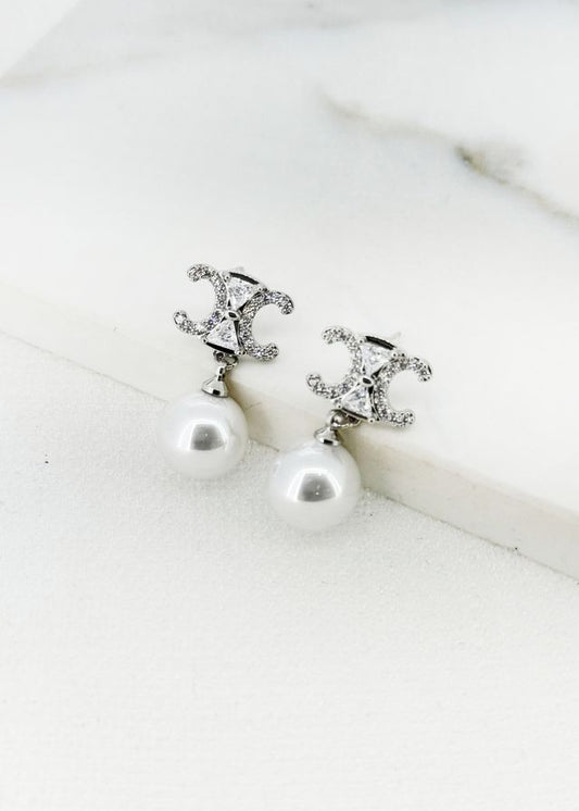 Envy Pearl Drop Earrings Silver