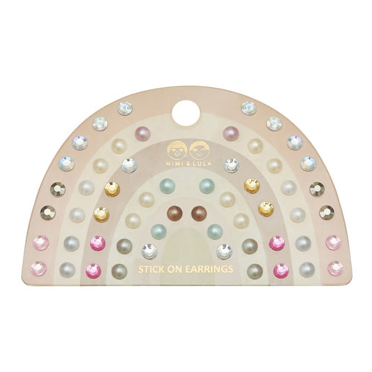 Pink Gem & Pearl Stick On Earrings