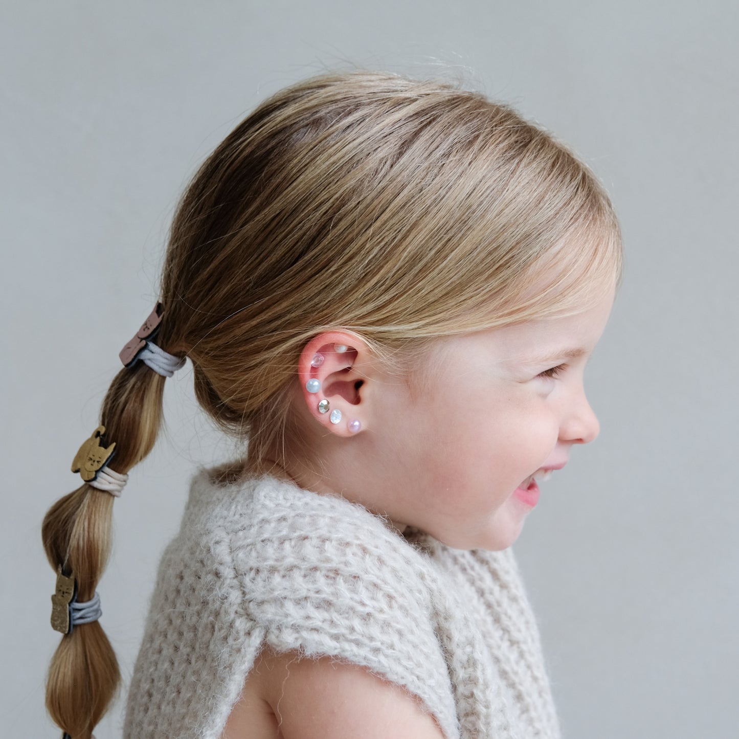 Pink Gem & Pearl Stick On Earrings