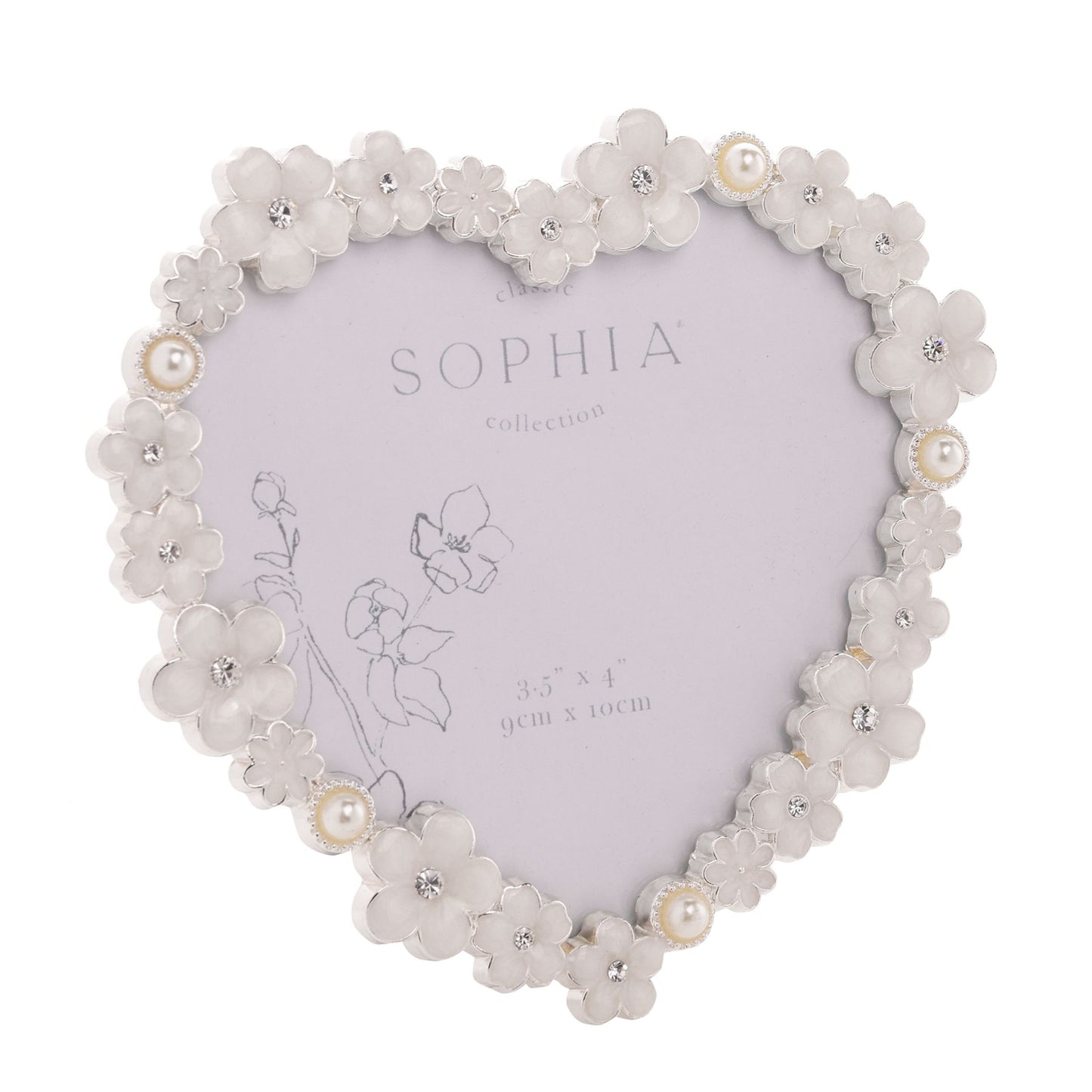 Sophia Daisy Heart Photo Frame White
