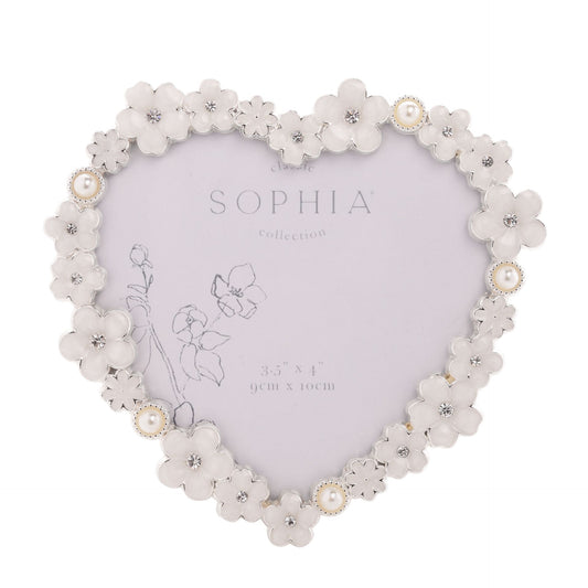 Sophia Daisy Heart Photo Frame White
