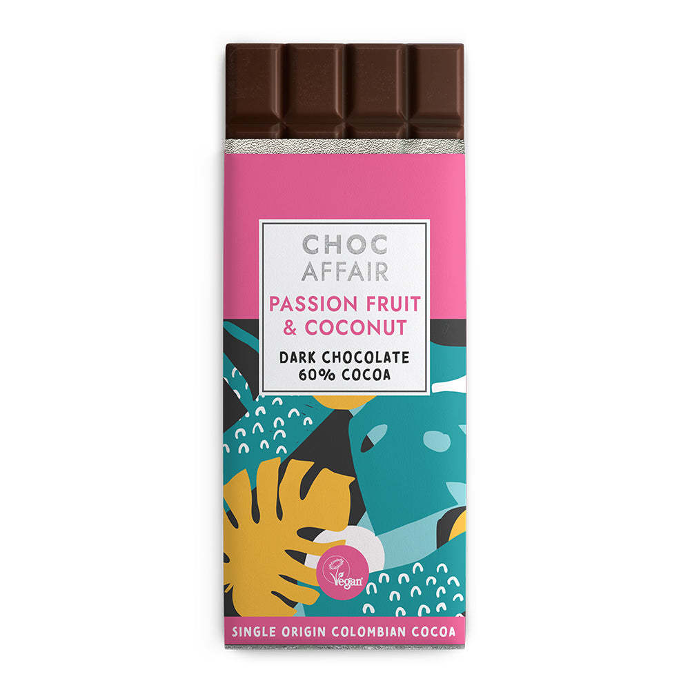 Passion Fruit and Coconut Dark Chocolate Bar