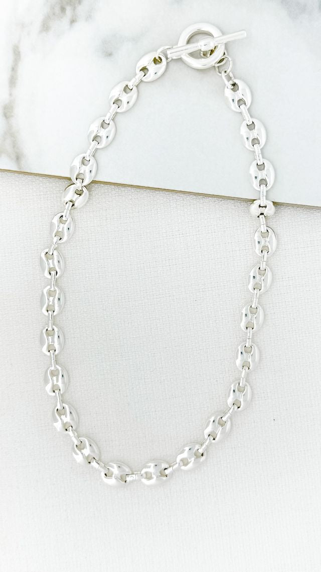 Envy Chain Link Short Necklace Silver