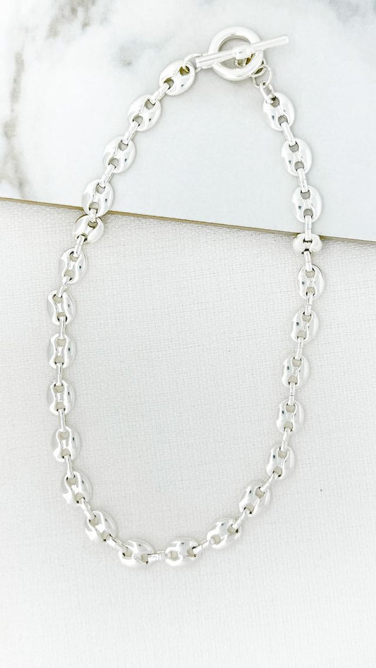 Envy Chain Link Short Necklace Silver