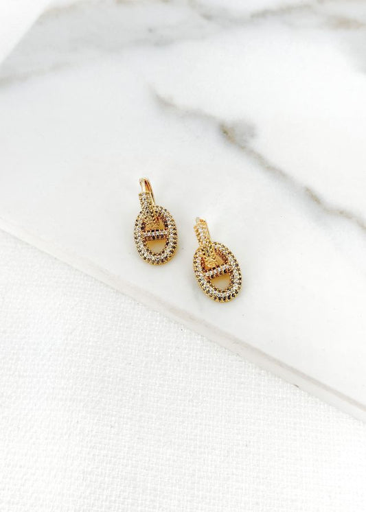 Envy Crystal Buckle Earrings Gold