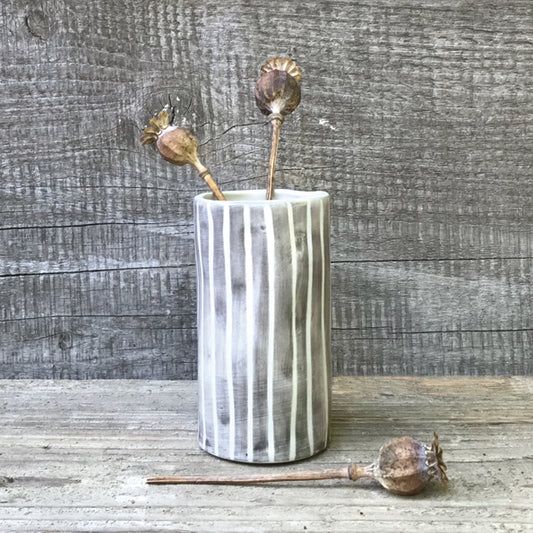 Small Hand Painted Striped Bud Vase