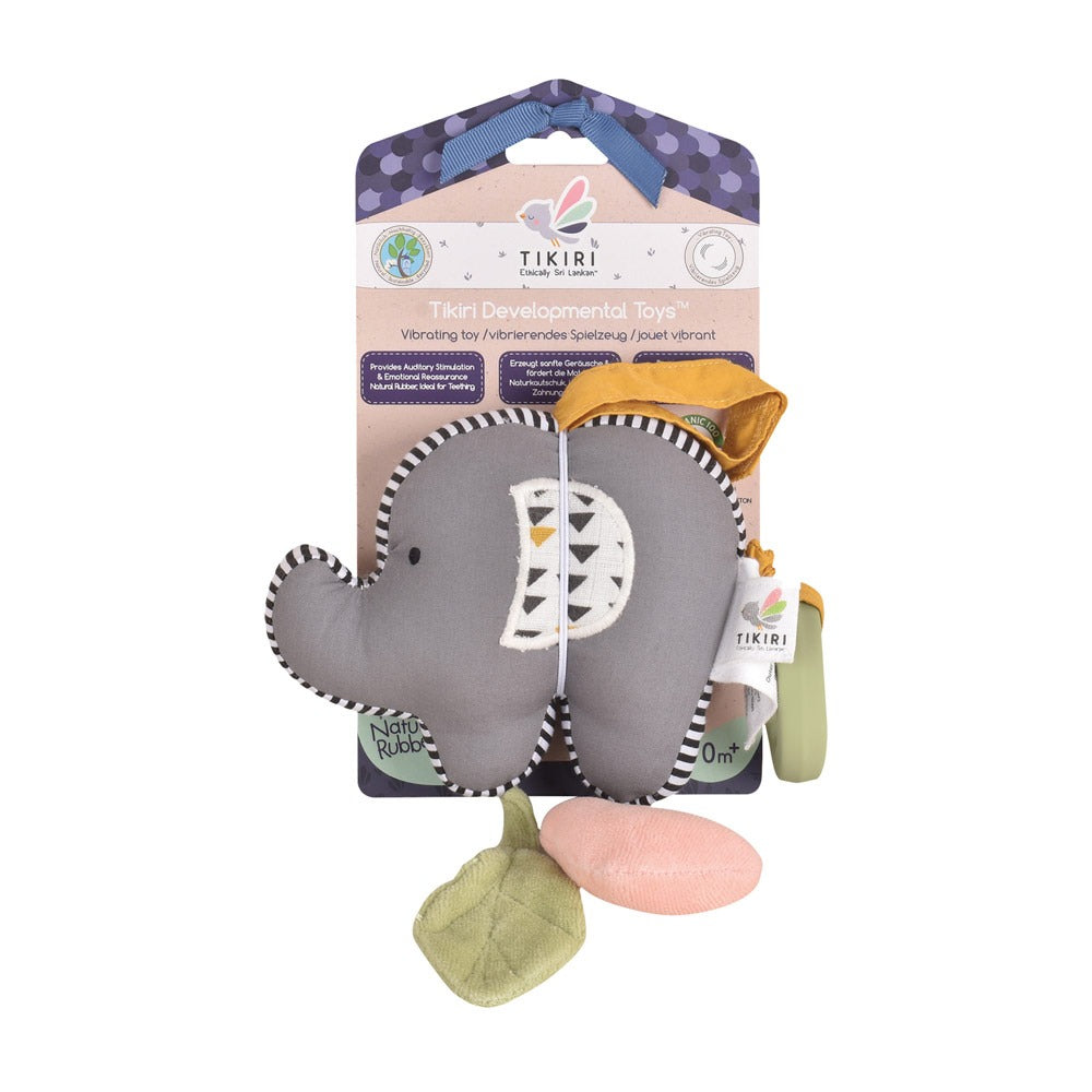 Vibrating Elephant toy with Natural Rubber Teether