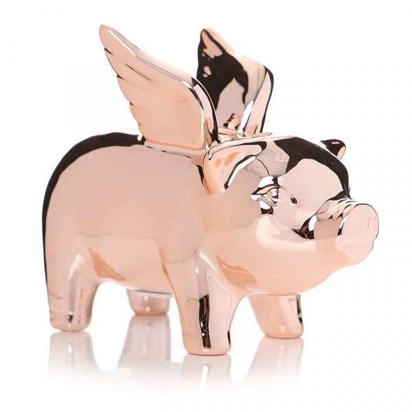 Rose Gold Flying Pig Money Bank