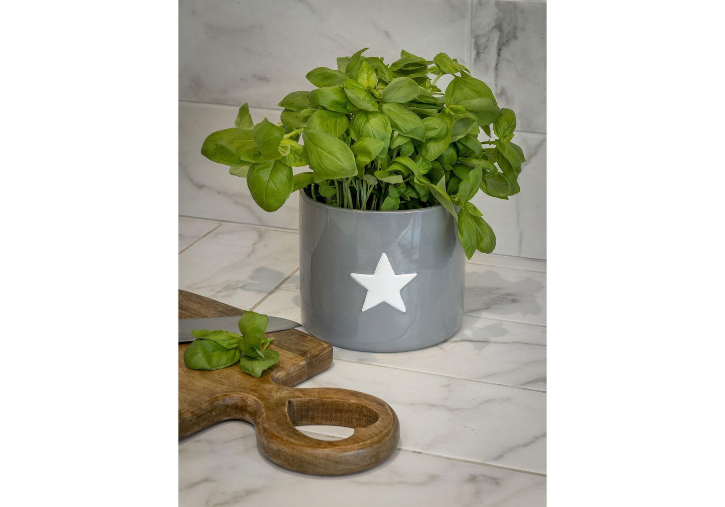 Large Ceramic Hand Crafted Star Pot Grey