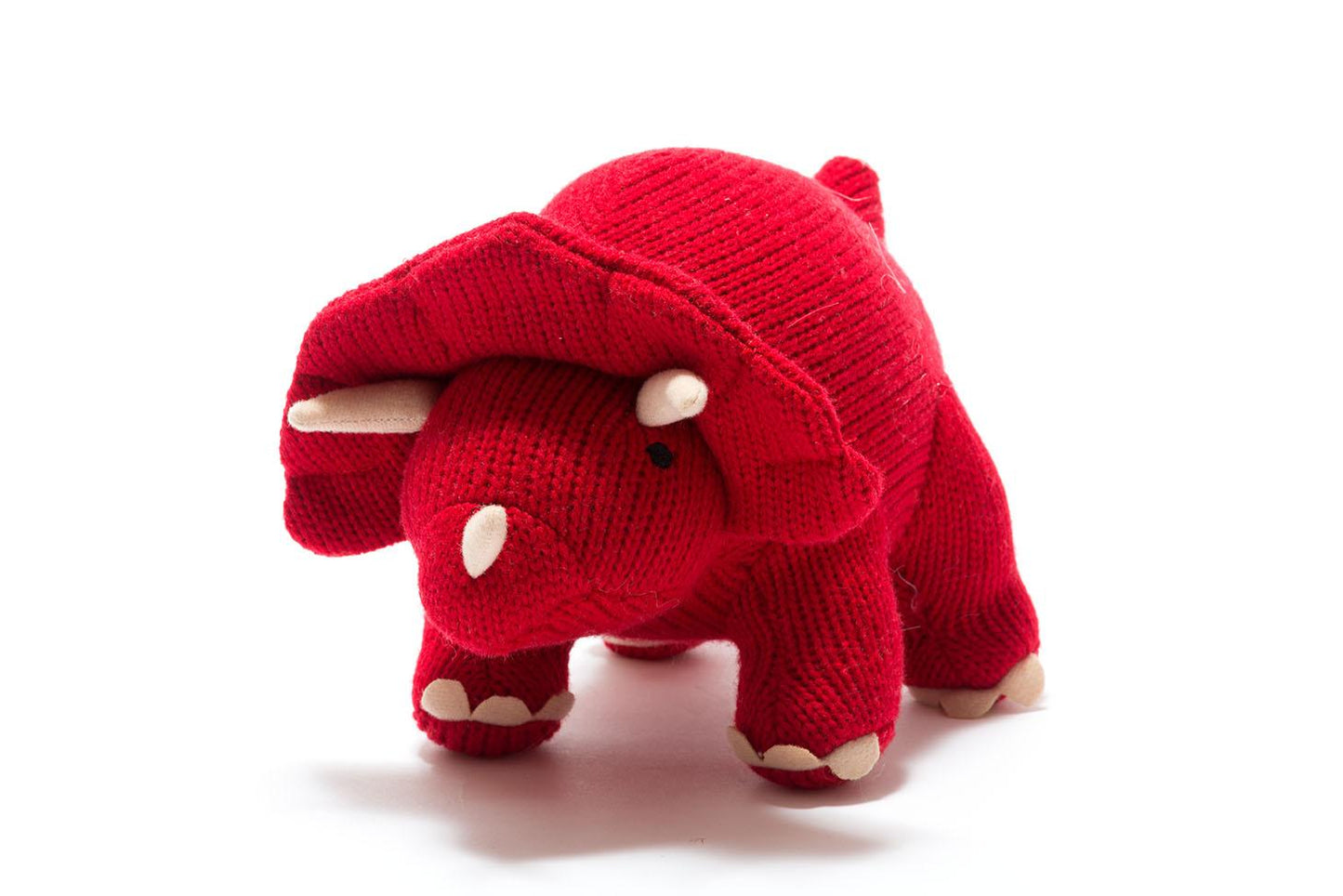 Knitted Triceratops Dinosaur Red