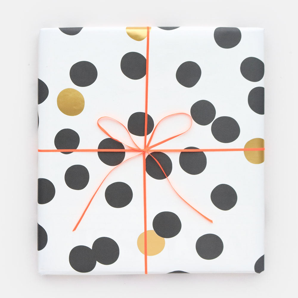 Mono & Gold Spot Design Single Sheet Gift Wrap