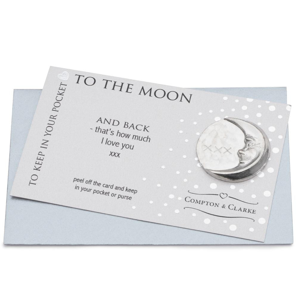 To The Moon Pewter Pocket Charm