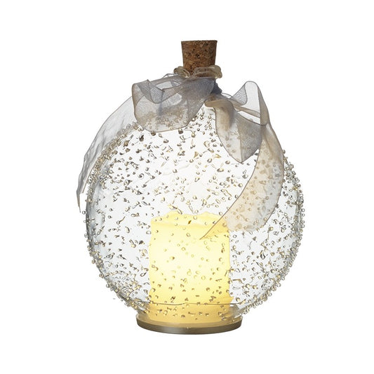 Hanging Glass Bauble With LED Candle