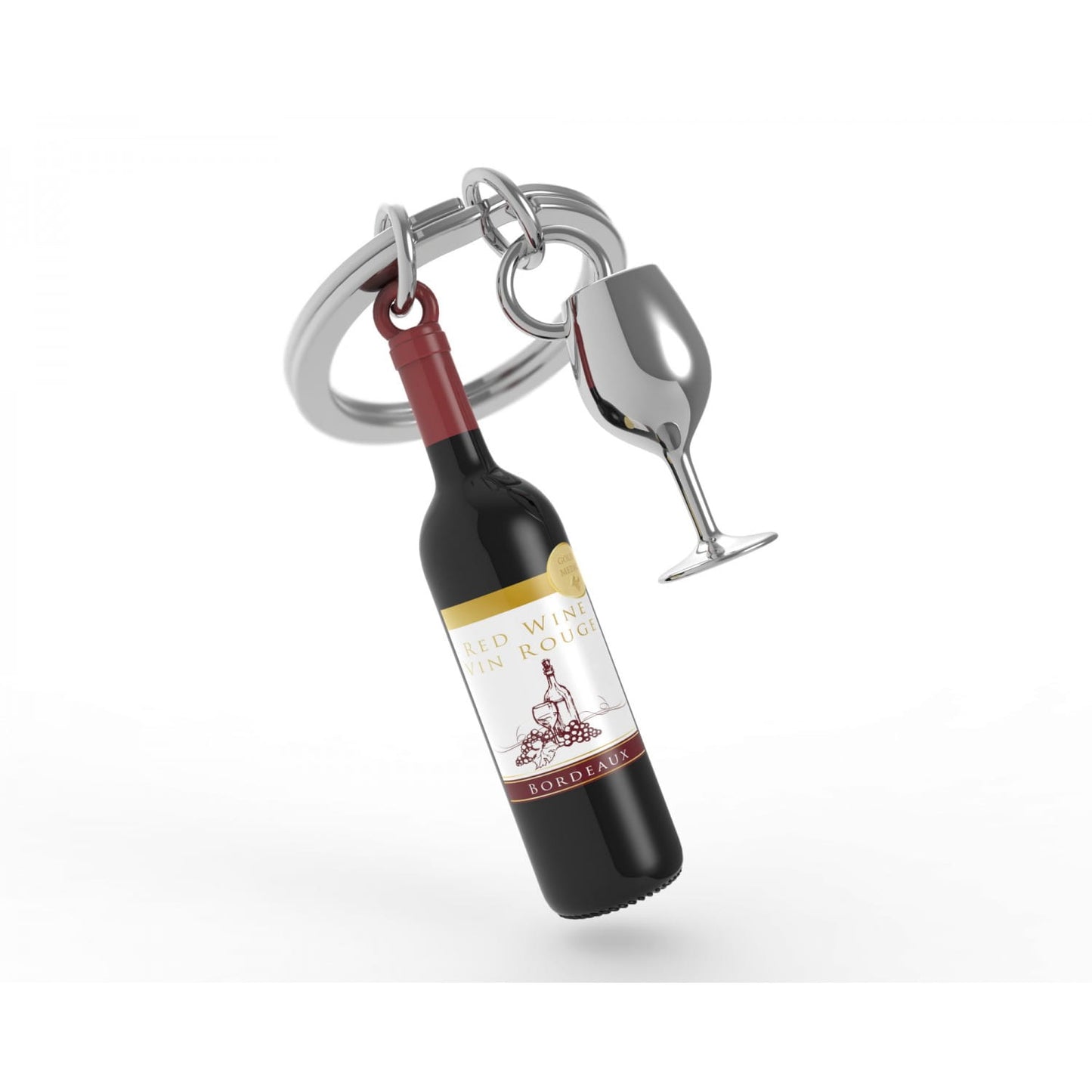 Metalmorphose Keyring Wine Bottle & Glass