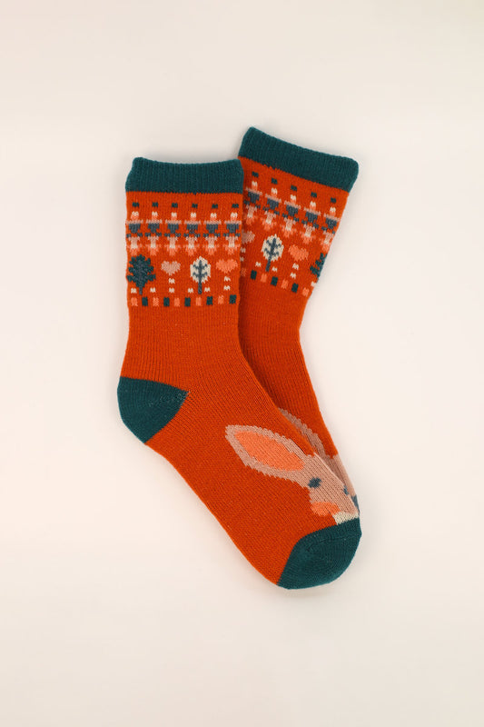 Cute Hare Knitted Socks Tangerine
