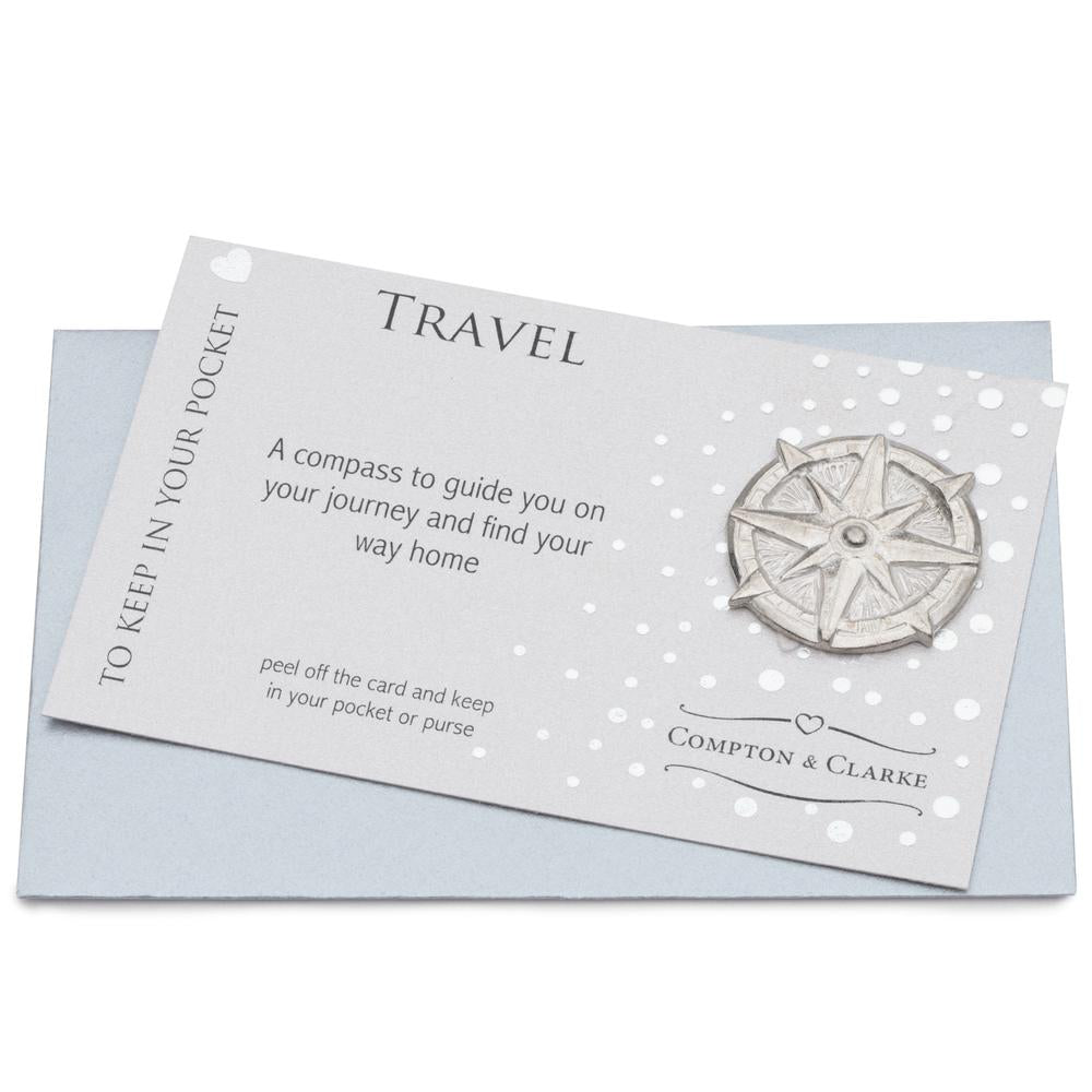Travel Compass Pewter Pocket Charm