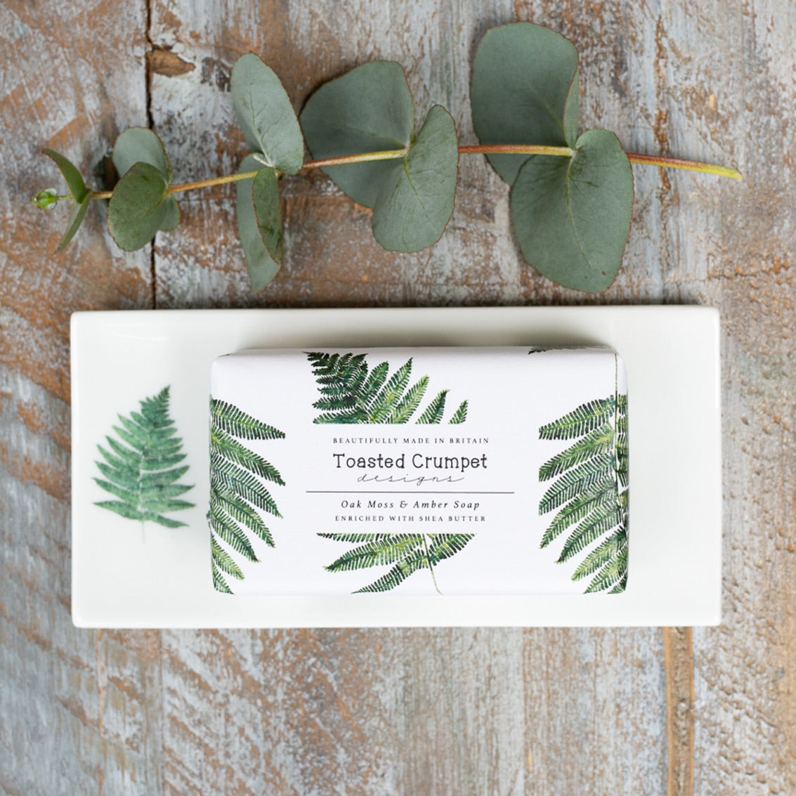 Fern Rectangular Bone China Soap Dish