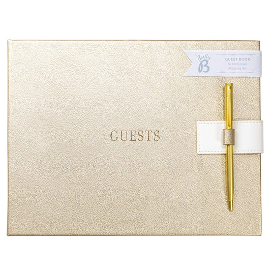 Wedding Guest Book Gold Vegan Leather