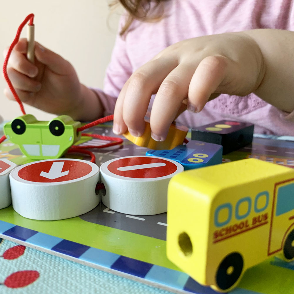 Traffic Wooden Lacing Game