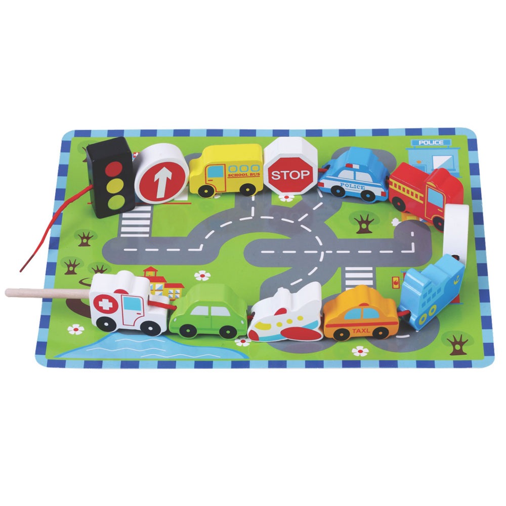 Traffic Wooden Lacing Game