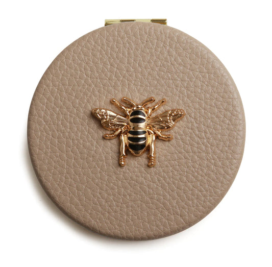 Bee Round Compact Mirror Stone
