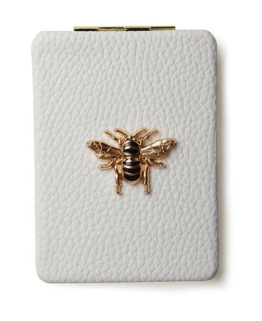Bee Oblong Compact Mirror White