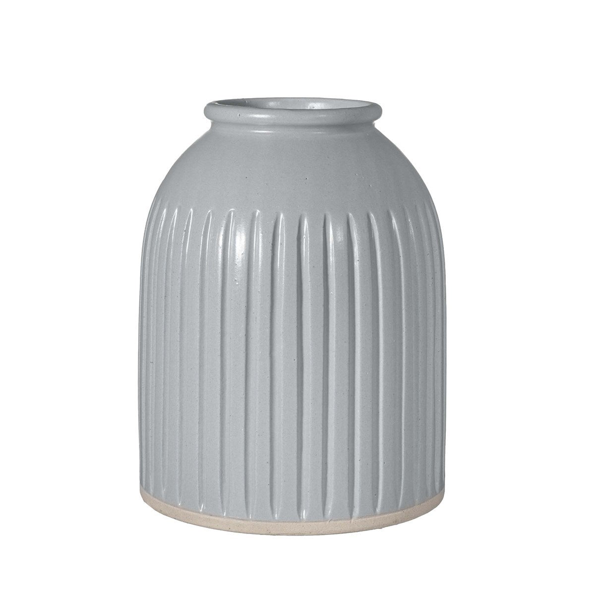 Large Grey Grooved Vase