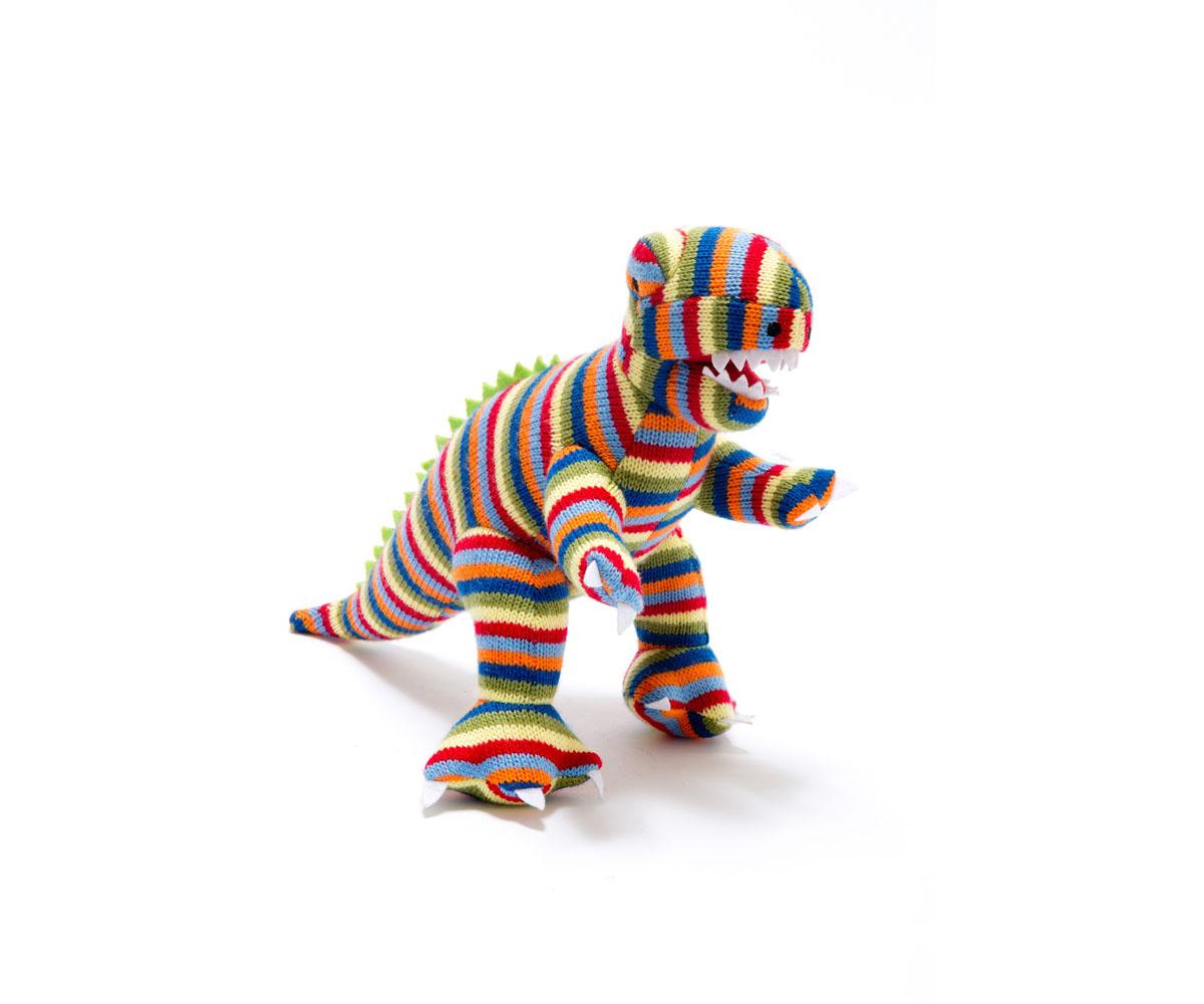 Knitted Rainbow T Rex Dinosaur