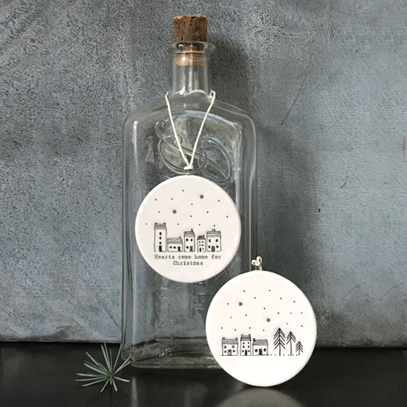 Home For Christmas Flat Porcelain Bauble