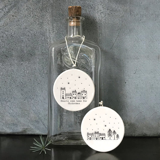 Home For Christmas Flat Porcelain Bauble