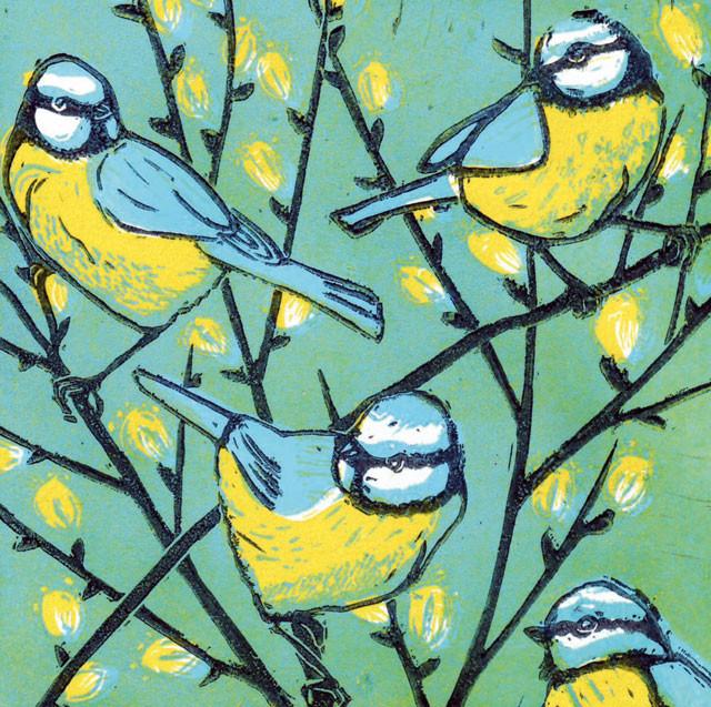 Tit Willow Greetings Card By Caroline Barker