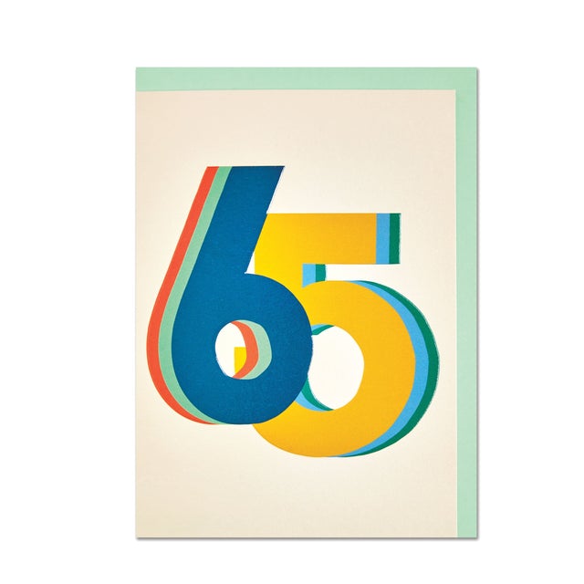 65th Rainbow Numbers Birthday Card