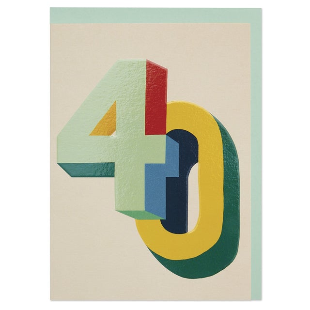 40th Rainbow Numbers Birthday Card