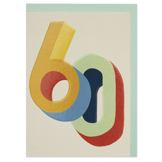 60th Rainbow Numbers Birthday Card