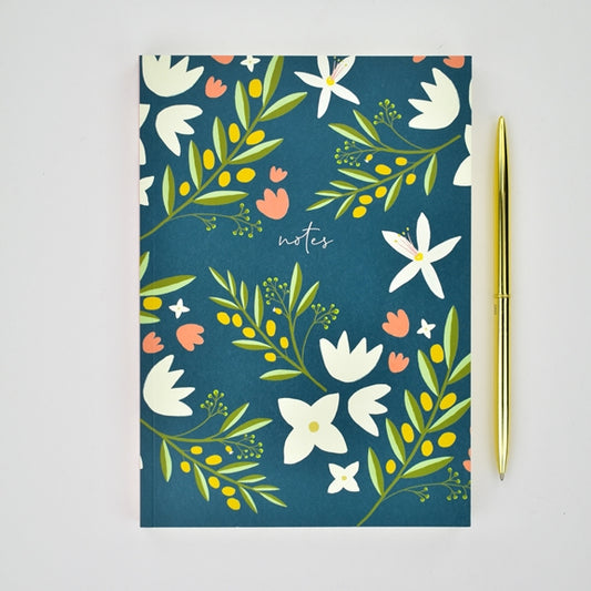 Floral Notes A5 Lined Notebook