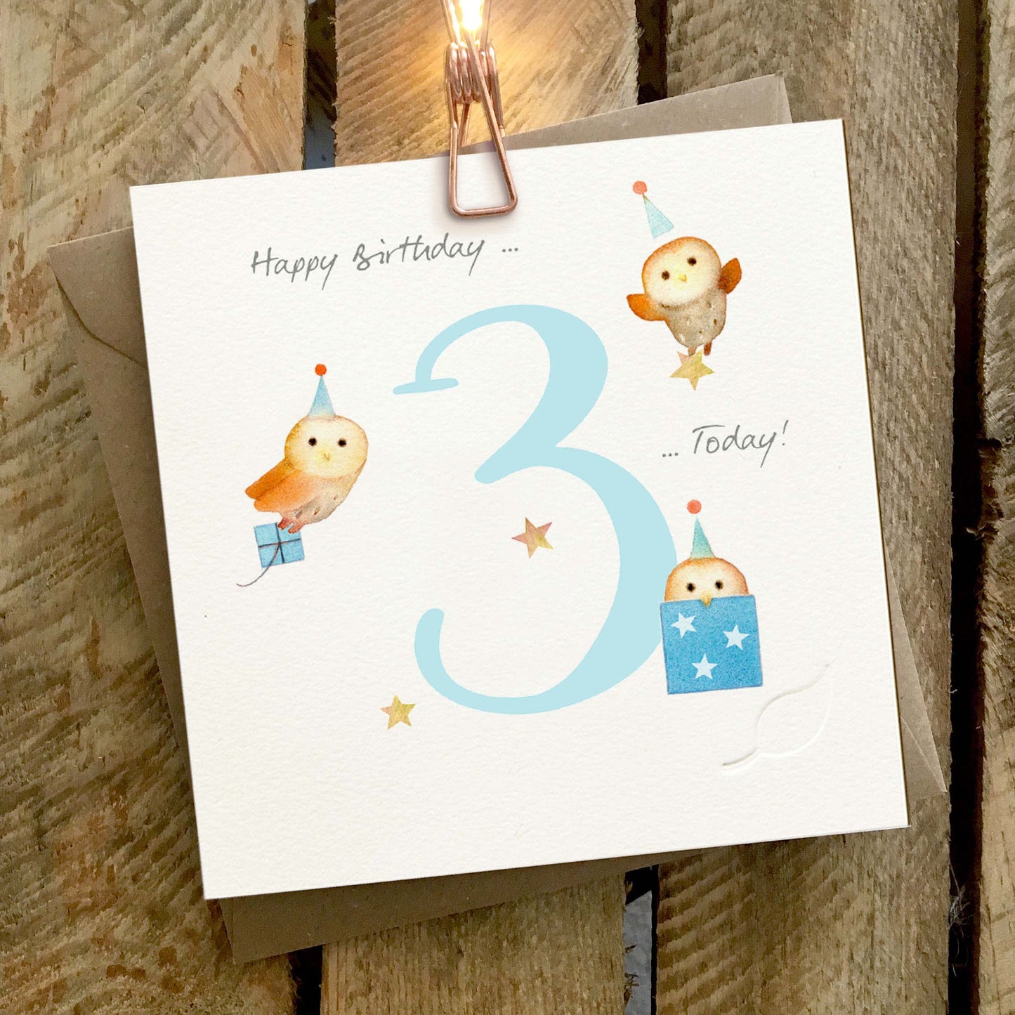 Three Today Boy Birthday Greetings Card