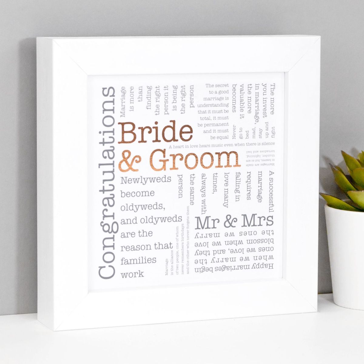 Bride & Groom Word Cloud Wedding Framed Print