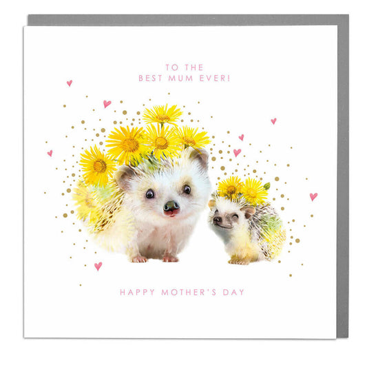 Hedgehog Botanical Mother's Day Greeting Card