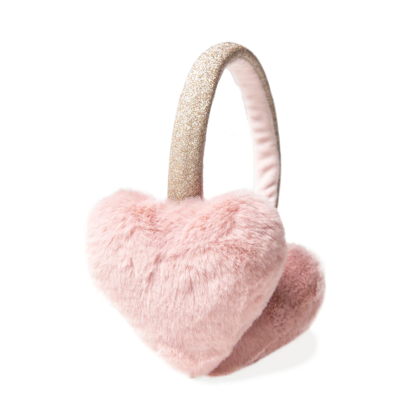 Fluffy Love Heart Earmuffs Pink