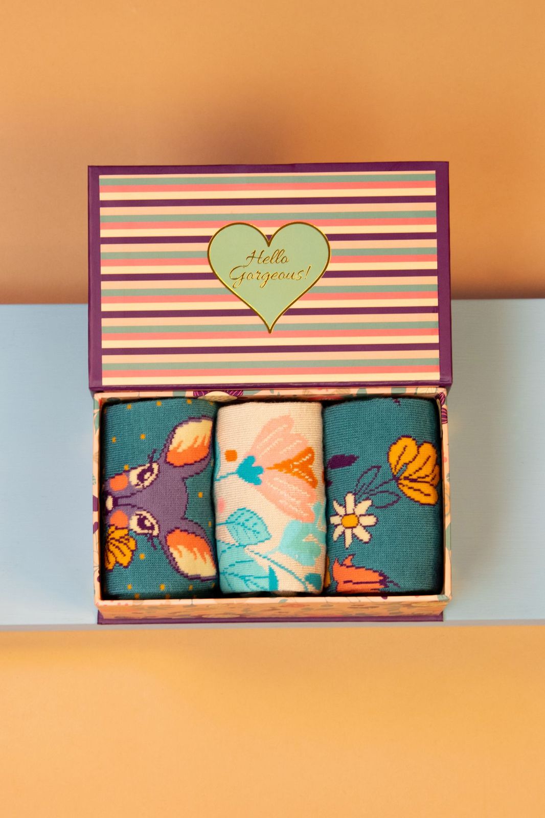 Ladies Floral Deer Ladies Socks Gift Box
