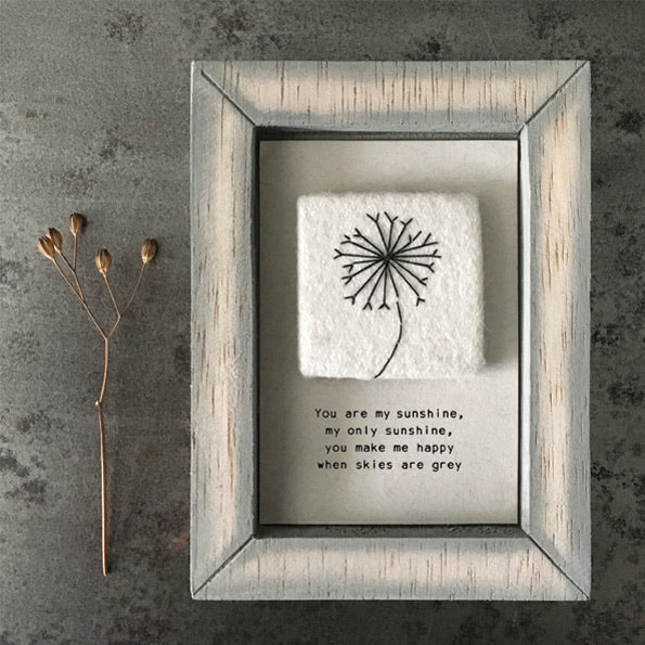 Wooden Embroidered Square Picture My Sunshine
