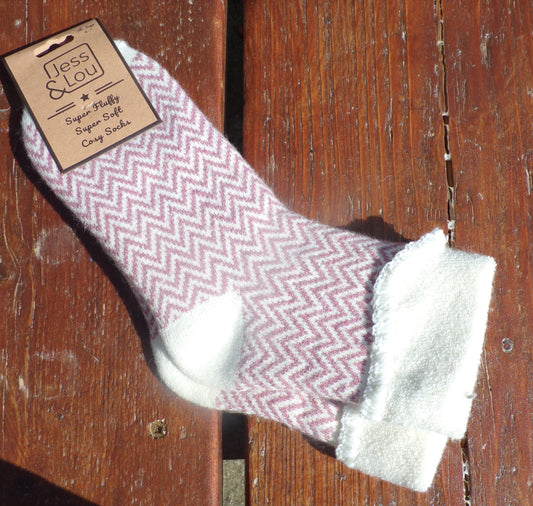 Cosy Cuff Happy Herringbone Socks Pink