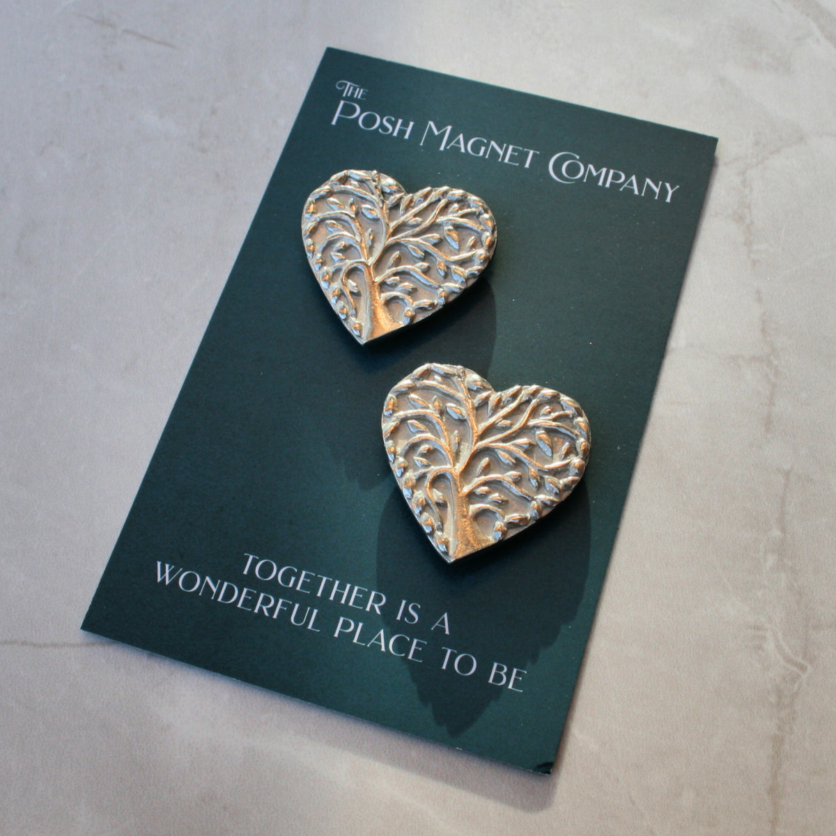 Set Of Two Heart Pewter Magnets