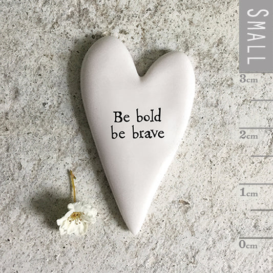 Tiny Porcelain Heart Token Be Bold Be Brave