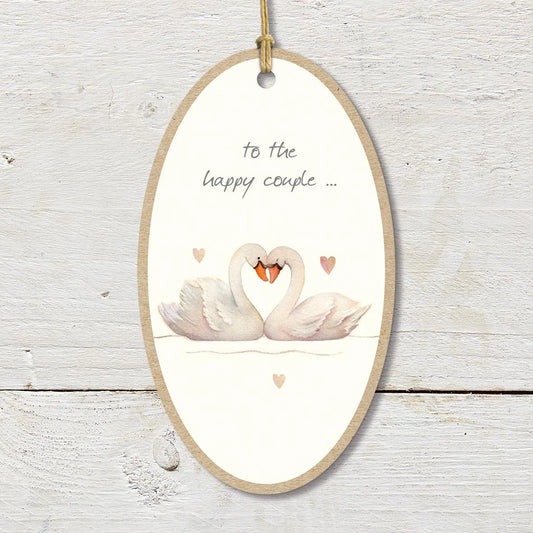 To the Happy Couple Swan Large Plaque