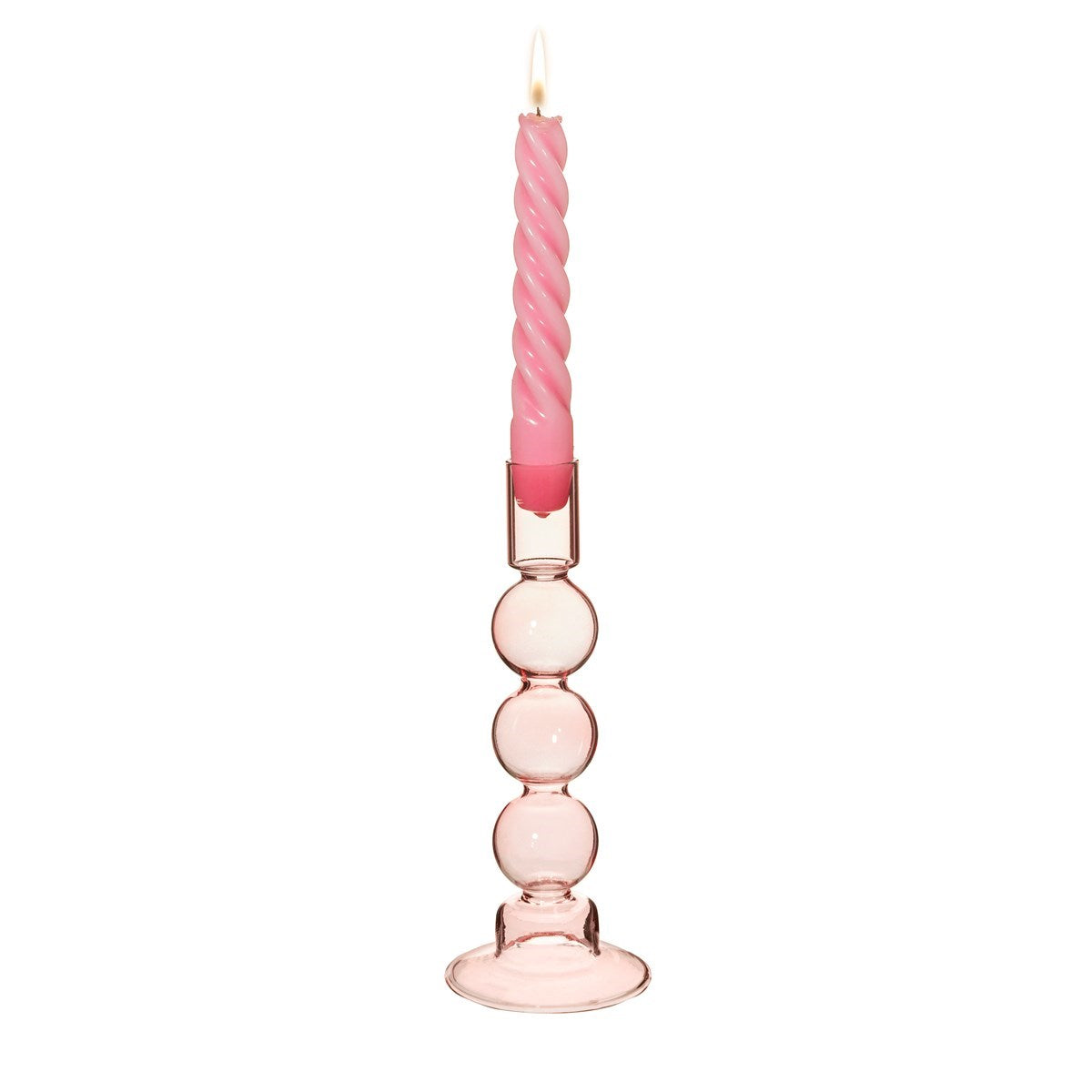 Bubble Glass Candle Holder Pink