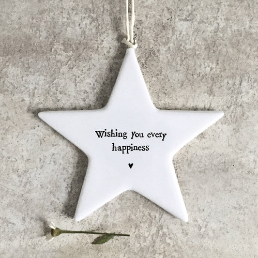 Hanging Porcelain Star Happiness